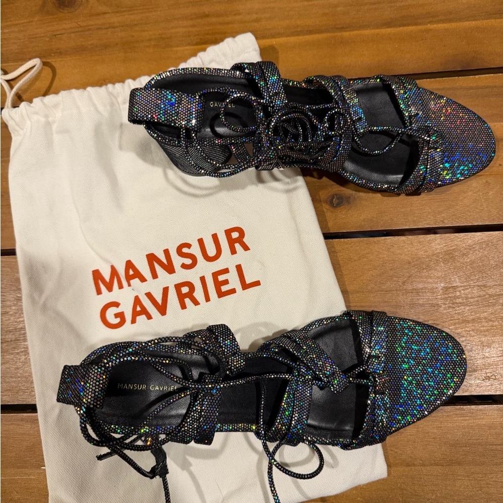 Mansur Gavriel Holographic Lace-Up Sandals EU Size 37 NWT